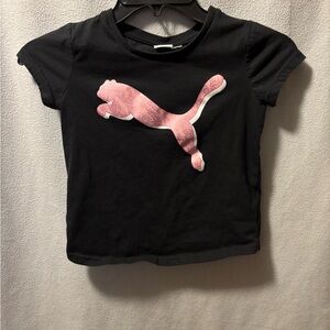 Puma Kids Black Tee with Pink Graphic